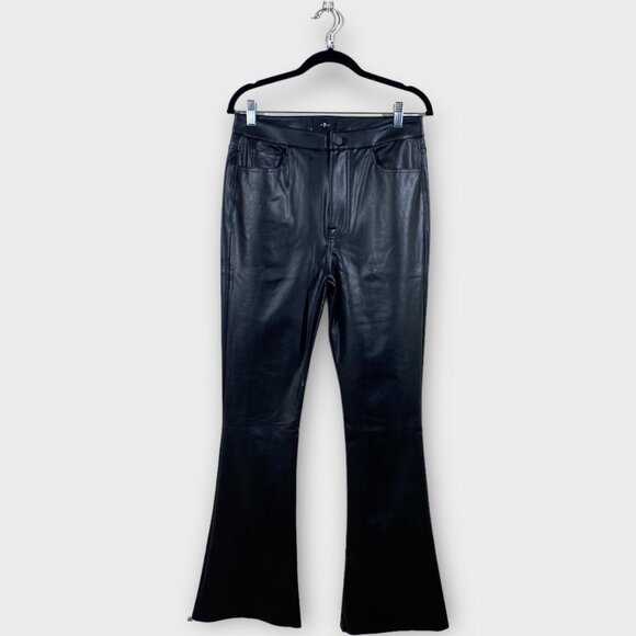NWT 7 For All Mankind Super Stretch Boot Cut Black Faux Leather Pants, size 32 - Picture 7 of 9